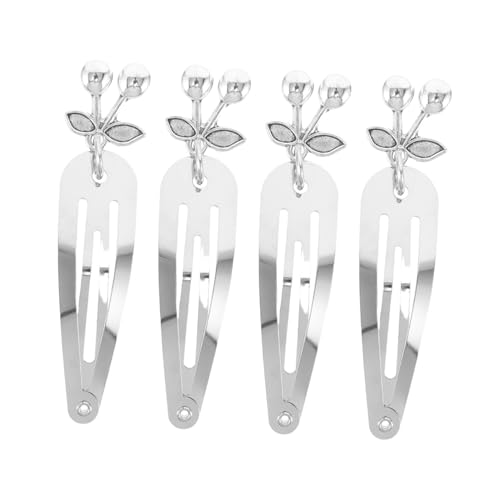WOONEKY 4 Stück Teiliges Metall Haarclips mit Kirschanhänger Robuste Seitenclips für Frauen Mädchen Punkige Haarspangen Vielseitiges Accessoire für Partys Alltag und Festivals von WOONEKY