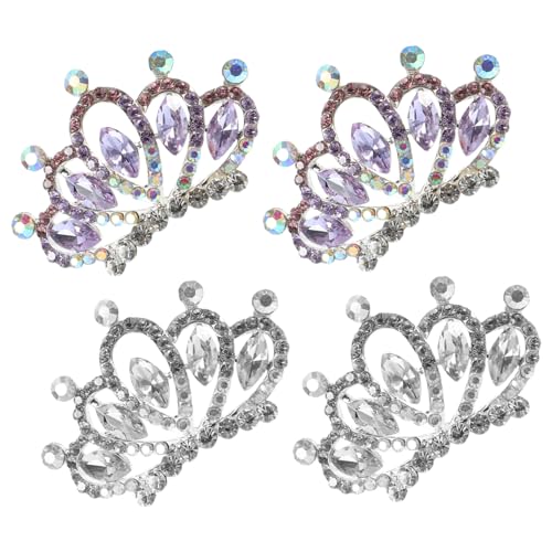 WOONEKY 4 Stück Teiliges Mini Tiara Haarkamm mit Design Kleine Haarschmuck Accessoires für Braut Hochzeit Blumenmädchen und Festliche Anlässe Elegant und Vielseitig von WOONEKY