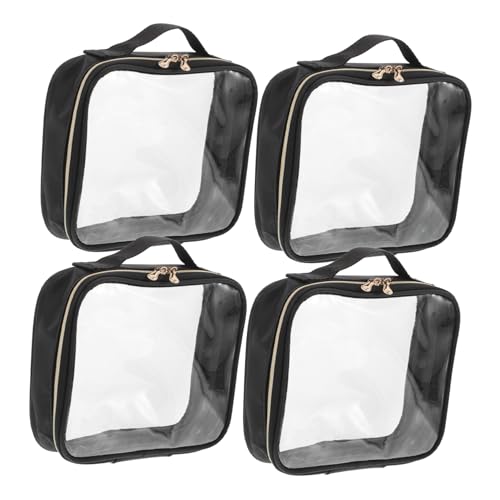 WOONEKY 4 Stück Teiliges Transparentes Reise Kosmetiktaschen mit Reißverschluss Wasserdichtes PVC Material Praktische Handtasche für Damen Vielseitiger Organizer für Make Up und von WOONEKY