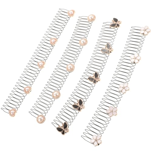 WOONEKY 4 Stück Unsichtbarer Haarhalter Teiliges U Förmige Haarkämme für Frauen und Mädchen Haarschmuck zur Fixierung von Widerspenstigen Haaren Unsichtbare Styling Clips für Haartypen von WOONEKY