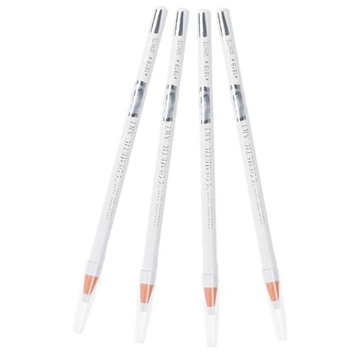 WOONEKY 4 Stück Wasserfester Schweißfester Weißer Augenbrauenstift mit Feiner Spitze Langlebig Präzise Konturierung Vielseitig für Alltag und Besondere Anlässe Beauty Make Up Tool von WOONEKY