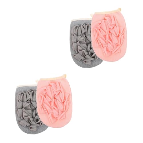 WOONEKY 4 Teiliges Badetuch Set, Badehandschuh Für Die Körperwäsche, Bademassagehandschuhe, Körperreinigungshandschuhe, Peeling Handtuch, Badehandschuhe Für Die Dusche, von WOONEKY