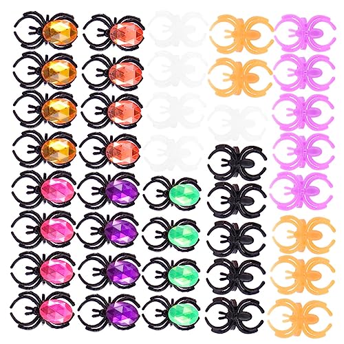 WOONEKY 40stücke Junge Mädchen Spinnenring Bunte Halloween Finger Ringe Aus Kunststoff Party Dekoration Für Junge Mädchen Spielzeug Für Kindergeburtstage Und Kostümpartys von WOONEKY