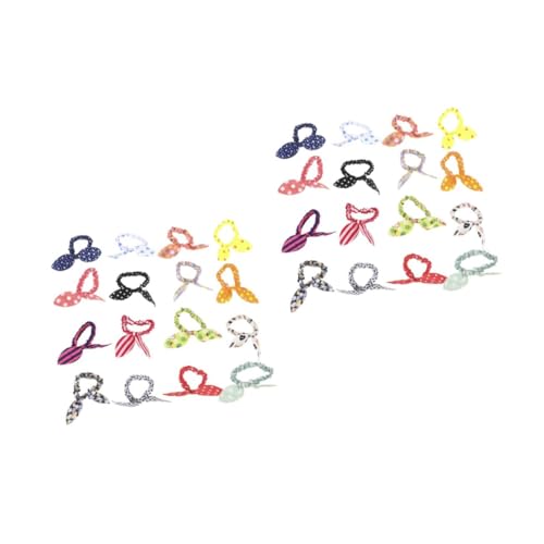 WOONEKY 48stücke Süße Hasenohren Haargummis Mit Schleife Praktische Haaraccessoires Für Damen Und Mädchen Farben Zufällig von WOONEKY