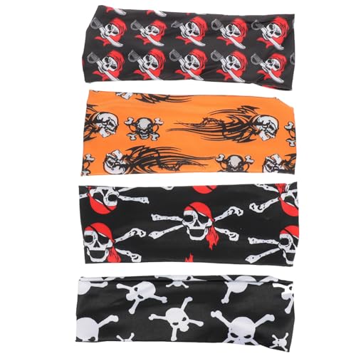 WOONEKY 4stücke Halloween Skull Haarbänder Elastische Und Haarschmuck Für Kostüme Und Partys Für Frauen Und Männer Vivid Design Für Einen Auffälligen Look von WOONEKY