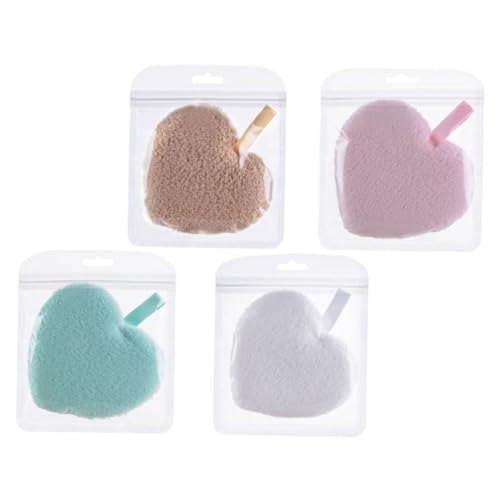 WOONEKY 4 Stück Wiederverwendbare Make up Entferner Pads Gesichtsreinigungsschwämme Sanft Peeling Und Hautpflege Pinke Herzform Für Frauen Und Männer Für Zuhause Und Reisen von WOONEKY