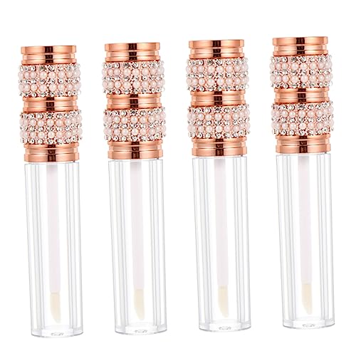 WOONEKY 4stücke Perl-diamant Lip Balm Behälter Tragbare Lipgloss Röhrchen Für Lippenpflege Leere Lipgloss Tuben Für Lippenöl Und Lippenstift Goldfarben von WOONEKY