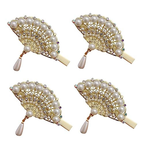 WOONEKY 4stücke Perlen Haarspangen Fächer Perlen Haarnadeln Fächer Haarschmuck Frauen Haaraccessoires Perle Haar Clips Für Alltag Hochzeit Geburtstag von WOONEKY
