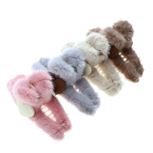 WOONEKY 4stücke Plüsch Haarklammer Für Mädchen Kreative Haarbindeklammer Mode Kopfschmuck Rutschfeste Haaraccessoires Langlebige Kopfbedeckung Zubehör von WOONEKY