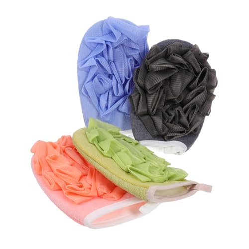 WOONEKY 4stücke Seifenblasenmacher Für Dusche Badezimmer Hautpflege Peeling Handtuch Mit Schaum Erzeuger Körper Peeling Badehandschuhe von WOONEKY