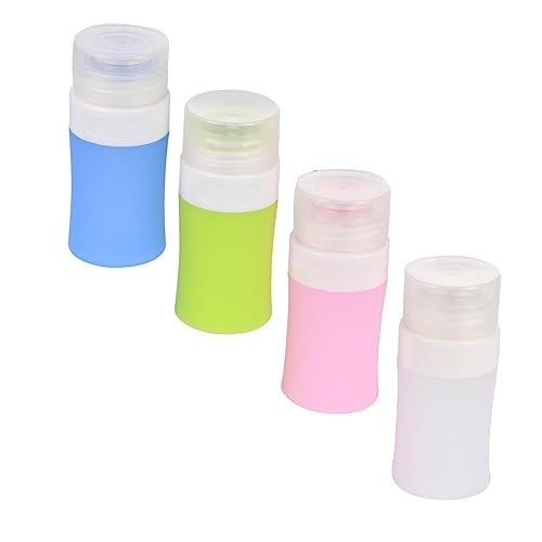 WOONEKY 4stücke Silikon Reiseflaschen Leere Kosmetikflaschen Für Lotionen Shampoo Makeup-entferner Tragbar -frei Für Reisen Grün Weiß Blau von WOONEKY