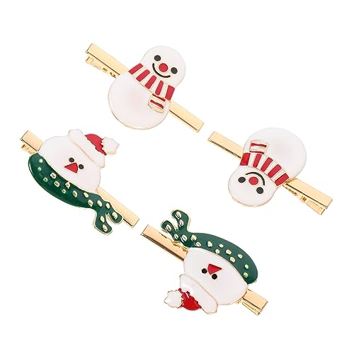 WOONEKY 4stücke Weihnachten Haarklammer Santa Claus Und Schneemann Haarnadeln Niedliche Weihnachts Haarschmuck Clips Für Festliche Frisuren Accessoire Für Damen Und Mädchen von WOONEKY