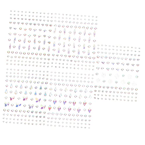 WOONEKY 5blätter Selbstklebende Gesichtsglitzersteine Kristall Aufkleber Für Festivals Partys Cosplay Und Besondere Anlässe Einfache Anwendung Und Entfernung Verschiedene Formen Für von WOONEKY