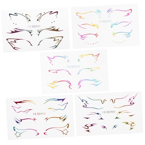 WOONEKY 5blätter Eyeliner-aufkleber Lidschatten-aufkleber Temporäre Augentattoos Für Halloween Kostümpartys Karneval Maskerade Make-up-hilfe von WOONEKY