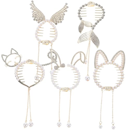 WOONEKY 5 Stück Haarklammern für Dickes Haar Damen Stabile Haarklammer mit Kawaii Perlen und Quasten Design Rutschfest Vielseitig Einsetzbar für Pferdeschwanz und Alltag Langlebiger von WOONEKY