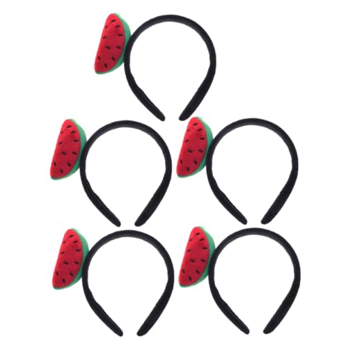 WOONEKY 5 Stück Teiliges Wassermelonen Stirnband aus Plüsch mit Realistischen Früchtelementen Lustiger Party Haarschmuck für Damen Geeignet für Sommerfeste Halloween und Fotorequisiten von WOONEKY