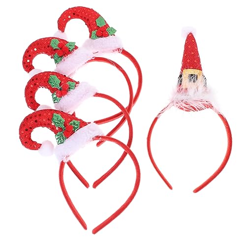 WOONEKY 5 Stück Teiliges Weihnachts Stirnband mit Elfenspitzen Design Festliche Xmas Haarbänder für Erwachsene Einzigartige Kopfbedeckung für Weihnachtsfeier und Party Auffälliger von WOONEKY