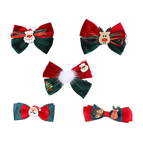 WOONEKY 5stücke Weihnachts-haarspangen Für Mädchen Adorable Schleifen-haarclips Und Haaraccessoires Für Festlichen Look Für Junge Mädchen Und Weihnachtsfeiern von WOONEKY