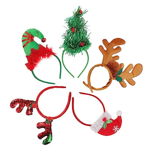 WOONEKY Haarband 5 Stück Weihnachts-Stirnband Tierhüte Für Erwachsene Tier-Stirnbänder Für Weihnachten Geweih Rentierkostüm Elfenhut Grün Weihnachts-Stirnband Kostümzubehör Einzigartiges von WOONEKY