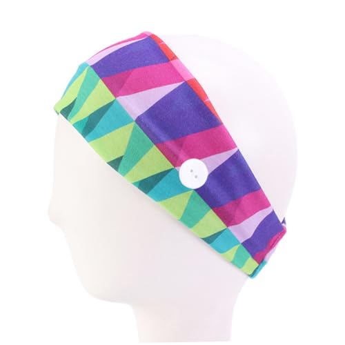 WOONEKY 5stücke Teiliges Baumwoll-stirnband-set Mit Knopf Für Sport Und Yoga Schweißabsorbierend Elastisch Bunte Muster Zebra Skull Rhombus Triangle Stripe von WOONEKY
