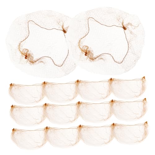WOONEKY 50 Stück Haarnetz Dutt Netz für Frauen Feines Elastisches Haarnetz für Ballett Pflegekräfte Stewardessen Bankangestellte Sicheres für Berufliche Hochsteckfrisuren Braun Breit von WOONEKY