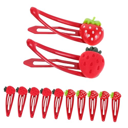 WOONEKY 6 Paare Haarspangen Erdbeere Metall Haarklammern Cartoon Frucht Haarschmuck Leicht Hautfreundlich Strapazierfähig Für Mädchen Kleinkinder Teens Alltag Party von WOONEKY