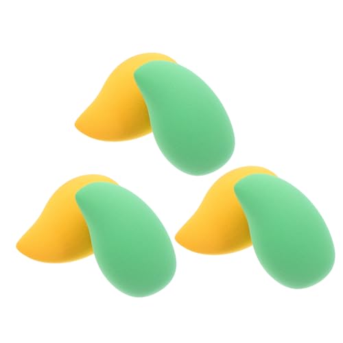 WOONEKY 6 Stück Mango förmige Make up Schwämme Dualer Nass Trockenanwendung Hautfreundlich Weich Langlebig für Kompakte und Kosmetische Puder Natürliche Foundation für Damen von WOONEKY