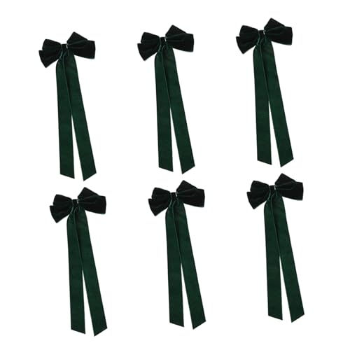 WOONEKY 6 Stück Samt Haarschleifen Clips mit Langem Band Weiche Grüne Haarspangen für Frauen Samtige Haaraccessoires Schonend und Stylish für Alltag Festtage und Feiern von WOONEKY