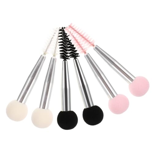 WOONEKY 6 Stück Teiliges Make Up mit Doppelseitigen Schwamm Pinseln Vielseitig für Foundation Lidschatten und Puder Ergonomisch Weiche Handhabung für Präzises Auftragen und Nahtloses von WOONEKY