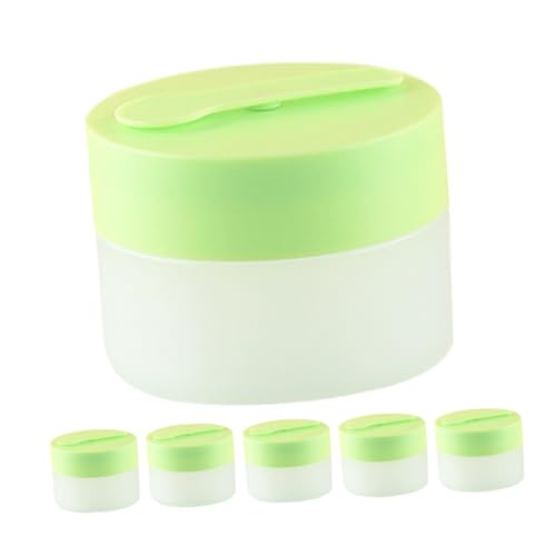 WOONEKY 6 Stück Teiliges Mattierte Kunststoff Kosmetikdosen mit Abnehmbarem Innenglas Magnetischem Löffel Wiederbefüllbar für Make Up Reisebehälter Creme Lotion Maske Aufbewahrung von WOONEKY