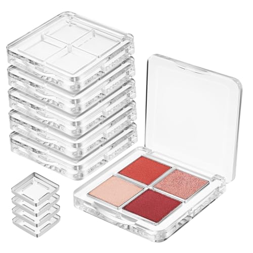 WOONEKY 6 Stück Transparente Leere Lidschatten Palette mit Fächern Stabile Makeup Aufbewahrungs Organizer Box für Eyeshadow Lippenstift Highlighter Quadratisches Design von WOONEKY
