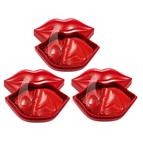 WOONEKY 60 Stück Feuchtigkeitsspendende Lippenpflege Maske Kollagen Lip Care Patch mit Kirsche Extrakt Pflegend Hautberuhigend Weich Machend Sanftes Material für Glatte Glänzende Lippen von WOONEKY