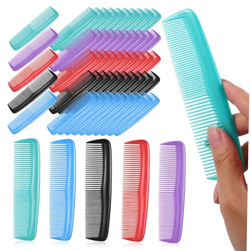 WOONEKY 60 Stück Haarkämme Feinzahn und Breitzahnfrisierkämme Tragbare Haarkämme für und Männer für Verschiedene Haartypen und Langlebig von WOONEKY