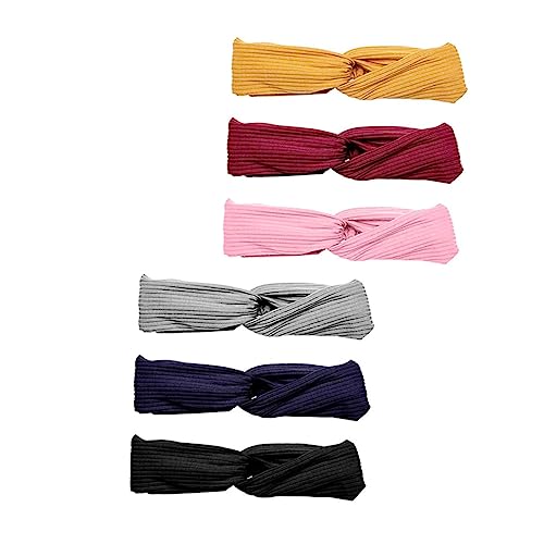 WOONEKY 6stücke Elastisches Stirnband Haarband Sport Kreuz Knoten Kopf Wrap in Reiner Farbe Für Yoga Fitness Training Und Tägliche Nutzung von WOONEKY