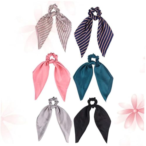 WOONEKY Modeschals Für Damen -Haargummis 6st Schal Mädchen Langes Damen Pferdeschwanzhalter Haarbänder von WOONEKY