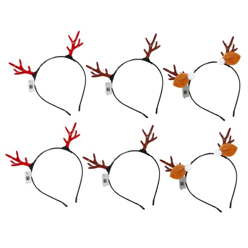 WOONEKY 6stücke Weihnachts-haarreif Mit Glitzer-geweih Festlicher Kopfschmuck Für Erwachsene Party-dekoration Für Weihnachten Und Cosplay Kreative Haaraccessoires Für Besondere von WOONEKY