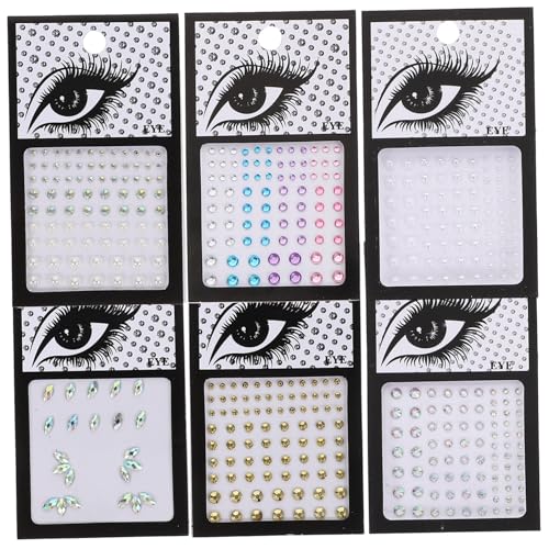 WOONEKY 6blätter Augen-gesichtssteine Gesichtsjuwelen Strasssteine Für Gesicht Aufkleber Gesichts-gems-glitzer Selbstklebend von WOONEKY