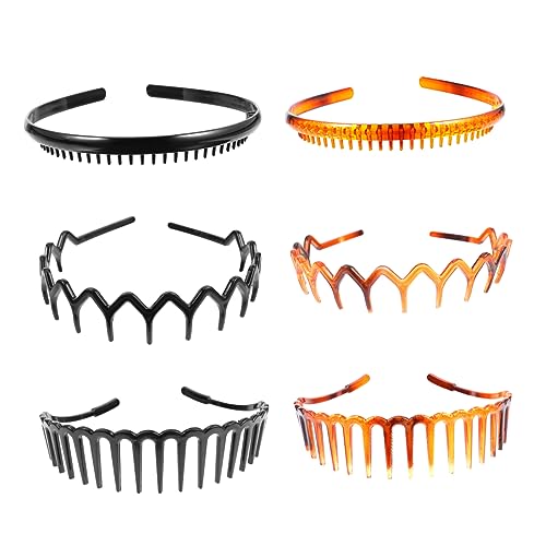 WOONEKY 6stücke Wellen-zahnhaarband Für Damen Und Herren Rutschfest Elastisch Aus Kunststoff Für Alltag Sport Make-up Und Mehr von WOONEKY