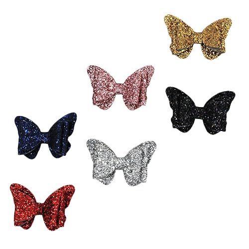 WOONEKY 6stücke Glitzer-bow Clips Für Junge Mädchen Bunte Haarschmuck-haarspangen Für Mädchen Süße Und Bequeme Haaraccessoires Für Kleinkinder Für Jeden Anlass von WOONEKY
