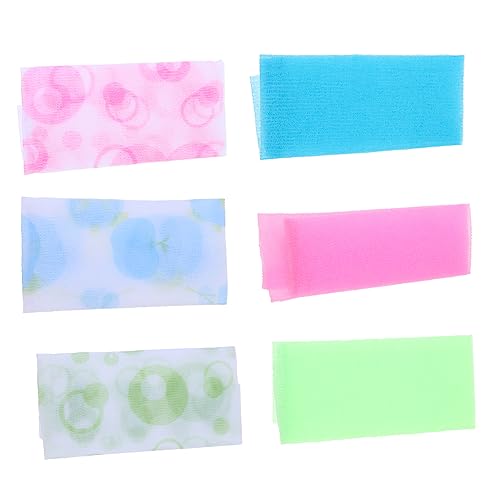 WOONEKY 6stücke Nylon-rückenschrubbertücher Nylon-schrubber-langtücher Nylon-peeling-badetücher Nylon-badeschrubber Nylon-doppelseitige Badeschrubbertücher Verschiedenen Farben Für Familie von WOONEKY