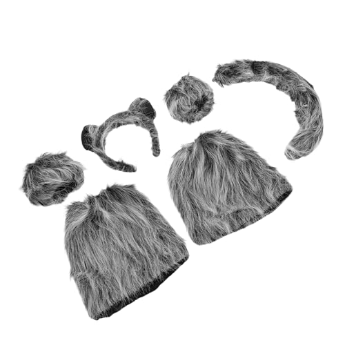 WOONEKY 6stücke Wolfskostüm-set Mit Tierohren Und Plüsch Stirnband Handschuhe Und Beinwärmer Für Damen Und Junge Mädchen Cosplay-foto-requisiten Für Halloween Und von WOONEKY