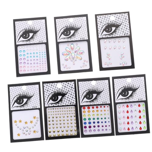 WOONEKY 7sätze Gesichtsschmuck Wasserstein Aufkleber Selbstklebende Face Gems Für Festival Cosplay Partys Farben Ab-designs Wiederverwendbar Hautfreundlich von WOONEKY
