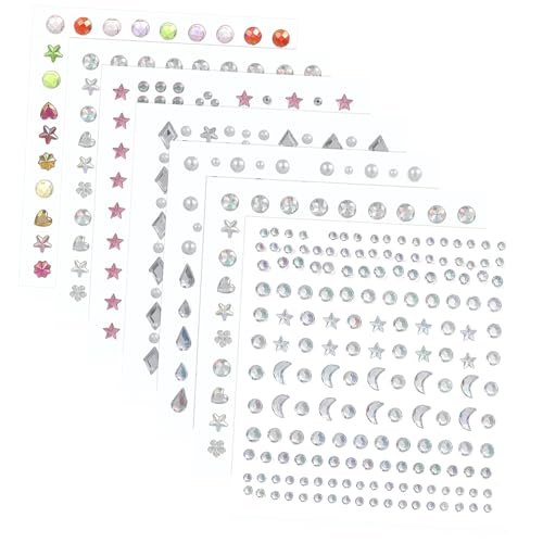 WOONEKY 7Blätter Selbstklebende Aufkleber für Teiliges für Glitzernde Juwelen für Make Up für Festivals und Halloween Partys Vielseitig Einsetzbar von WOONEKY