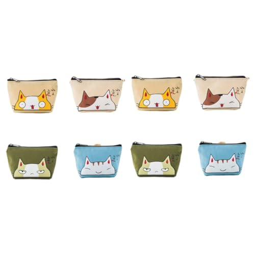 WOONEKY 2 Sets Modische Katzen-geldbörse Mini-Aufbewahrungstasche mit Reißverschluss Wechseltasche für Bargeld Make-up-Organizer 4 Stück von WOONEKY
