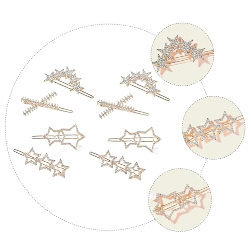 WOONEKY 8stücke Haarschmuck Strass Haarnadel Frauen Haarspange Mode Haar-accessoire Kopfschmuck Hochzeit Party Kopf-schmuck Haar-ornament von WOONEKY
