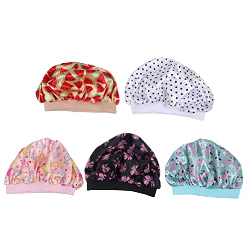 WOONEKY 5stücke Satinhaube Schlafmütze Für Kleinkinder Aus Satinmaterial Angenehm Zu Tragen Hält Haare Beim Schlafen An Und Stelle Für Kindernacht von WOONEKY