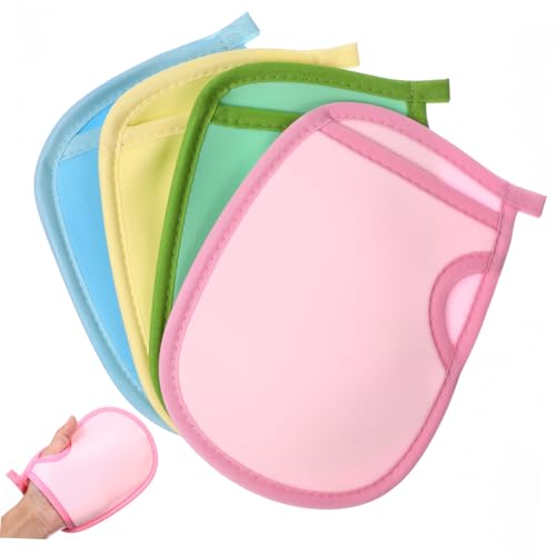 WOONEKY Badehandschuhe Peeling Duschhandschuhe 4 Stück Weiche Körperreinigungshandschuhe Aus Hautfreundlichem Material Für Sanftes Peeling Geeignet Für Damen Für Dusche Und Bad von WOONEKY