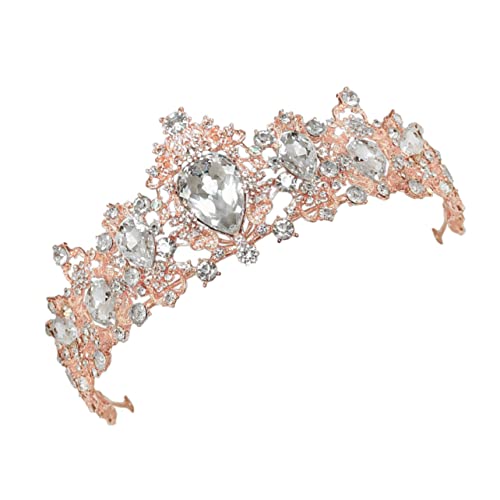 WOONEKY Barock Brautkrone Haarschmuck Hochzeit Retro Diadem Damen Party Kopfschmuck Roségold Silber für Braut und Festlichkeiten von WOONEKY