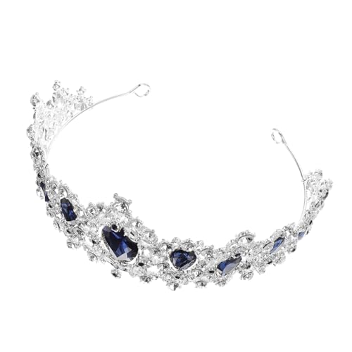 WOONEKY Barock Brautkrone Silber Blau Retro Hochzeit Haarschmuck Damen Party Kopfschmuck Stilvolles Design Hochwertige Verarbeitung für Hochzeit Fest Feier von WOONEKY