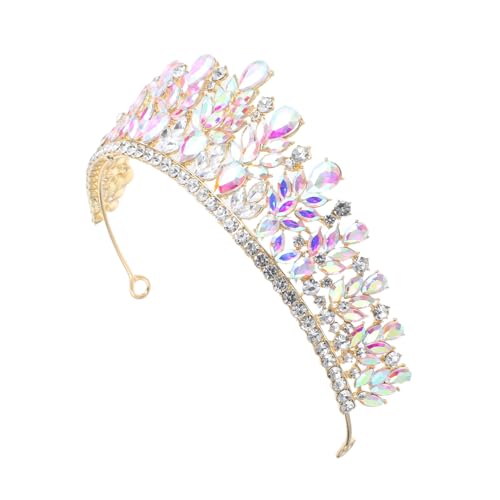 WOONEKY Barock Hochzeit Tiara mit Funkelnden Strasssteinen und Kristallbesatz Stilvolles Brautkrone Stirnband für Braut Fotoshooting Königliches Kopfstück für Hochzeitsfeiern und Kostüm von WOONEKY
